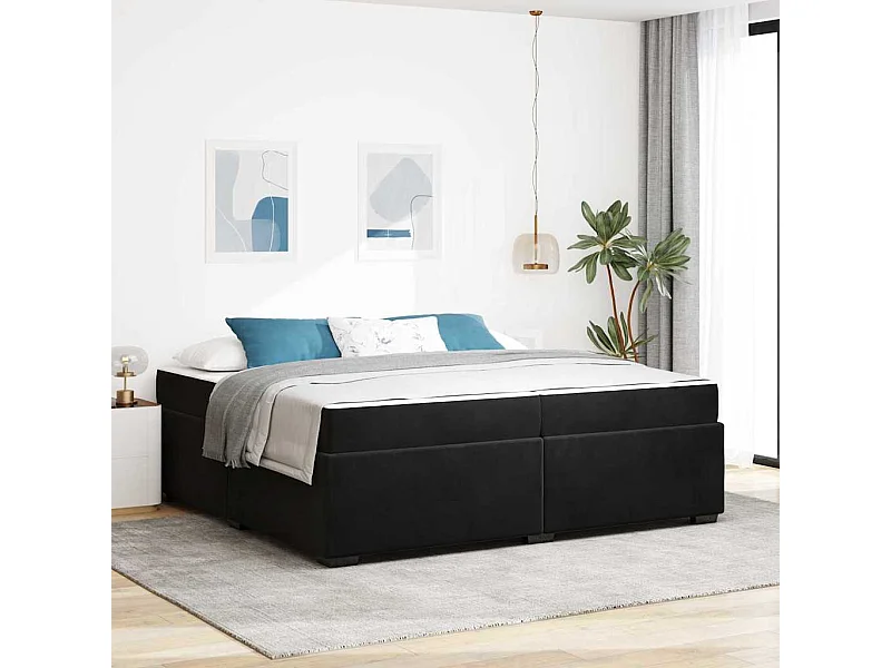 Cadre de lit avec matelas Noir 200 x 200 cm Velours