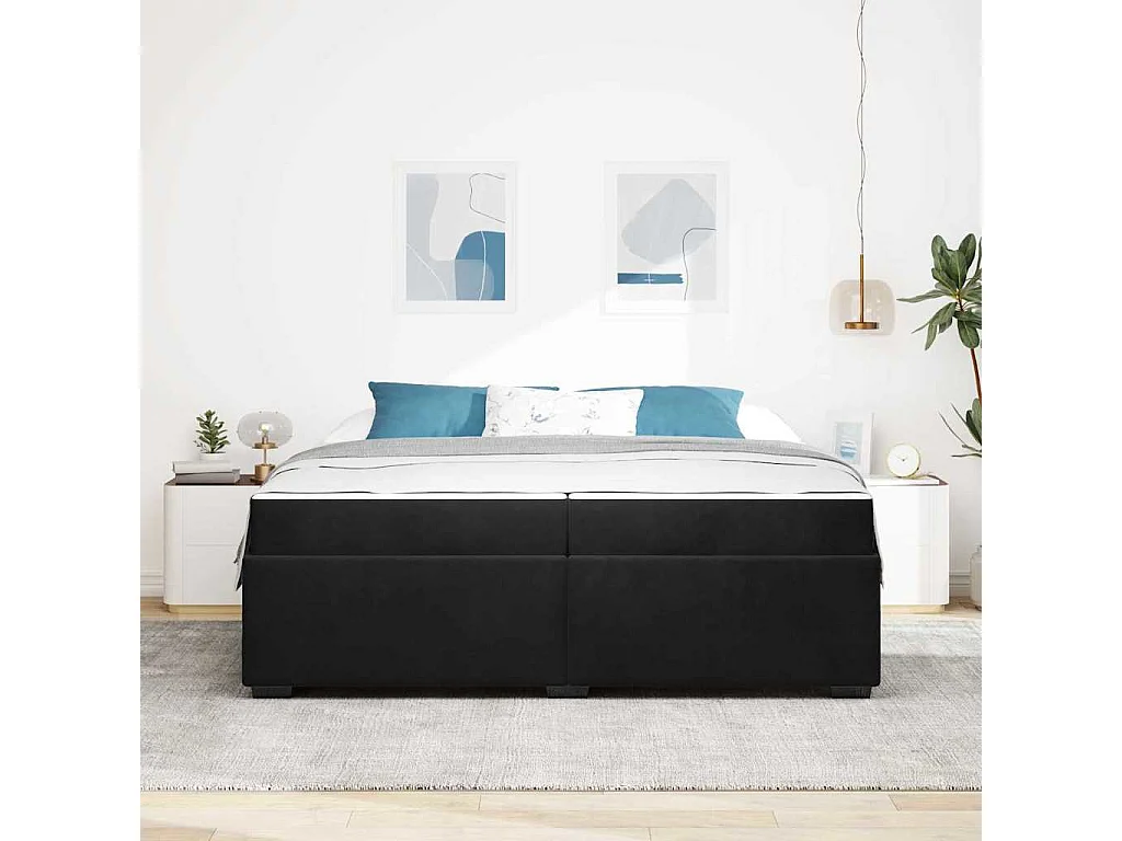 Cadre de lit avec matelas Noir 200 x 200 cm Velours