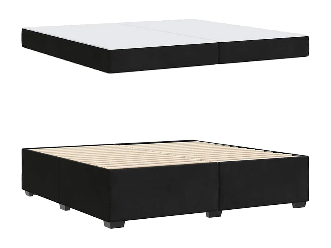 Cadre de lit avec matelas Noir 200 x 200 cm Velours