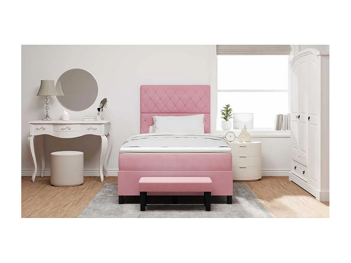 Cadre de lit avec matelas Rose 120 x 190 cm Velours