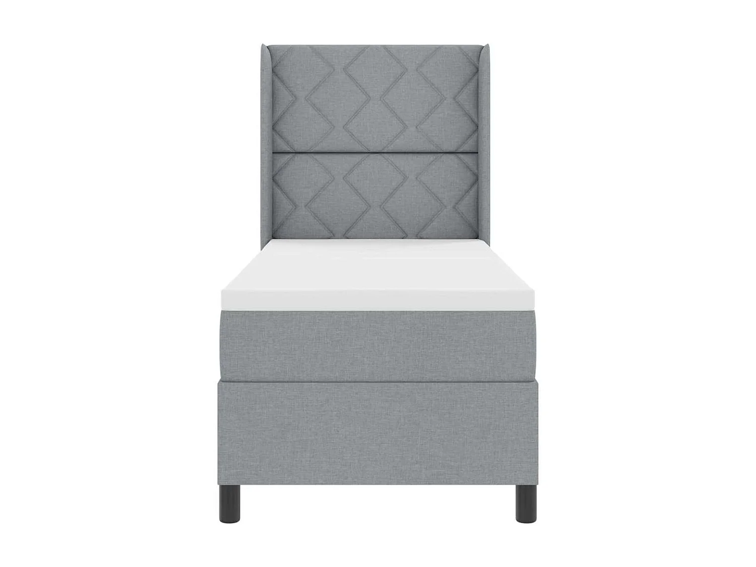 Cama tipo Box Spring con colchón Gris claro 80 x 200 cm tela