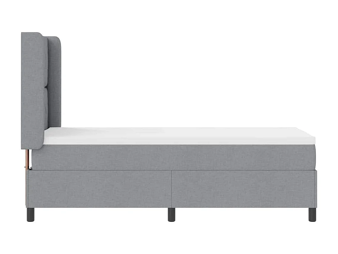 Cama tipo Box Spring con colchón Gris claro 80 x 200 cm tela