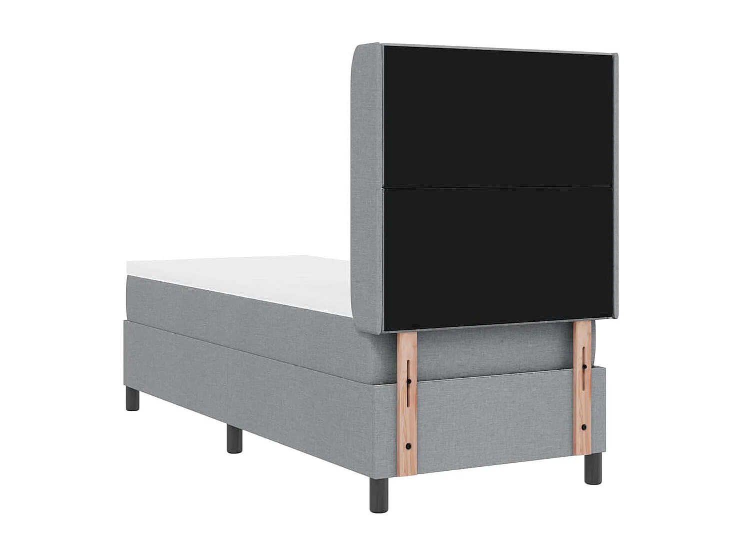 Cama tipo Box Spring con colchón Gris claro 80 x 200 cm tela