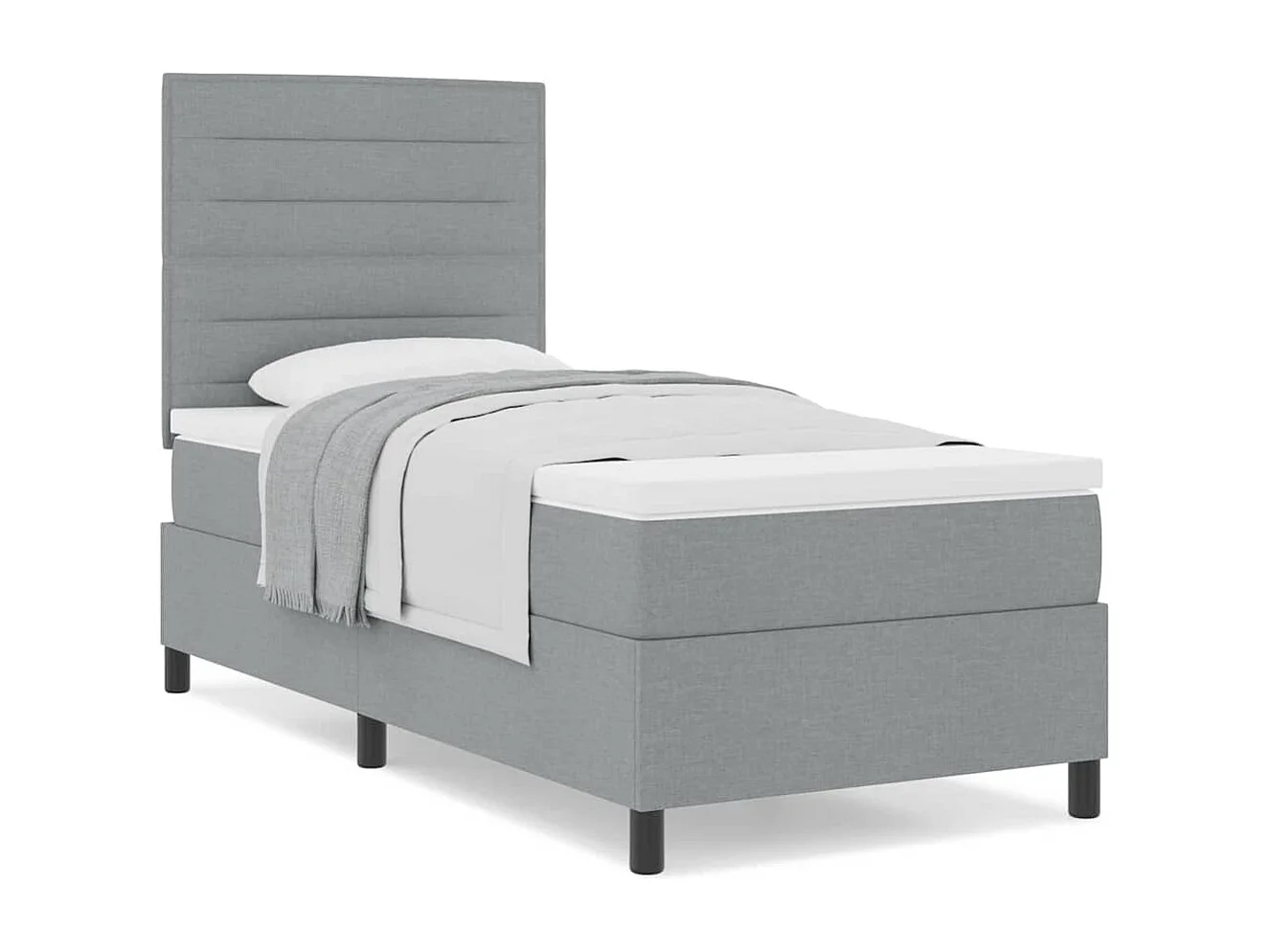 Cadre de lit avec matelas Gris clair 80 x 200 cm tissu