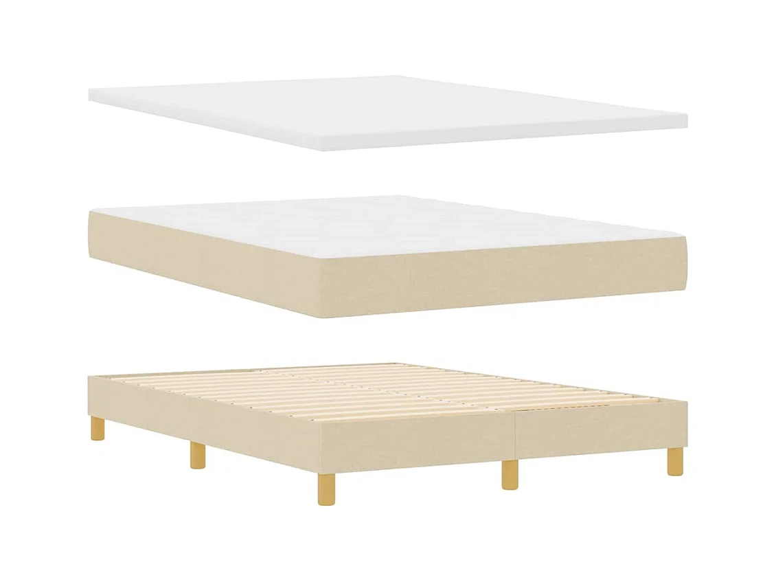 Cadre de lit avec Matelas Crème 90x200 cm Tissu Crème