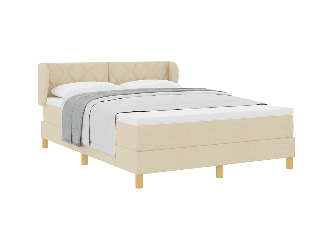 Cadre de lit avec Matelas Crème 90x200 cm Tissu Crème