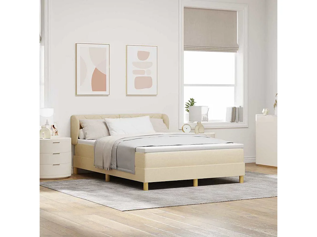 Cadre de lit avec Matelas Crème 90x200 cm Tissu Crème