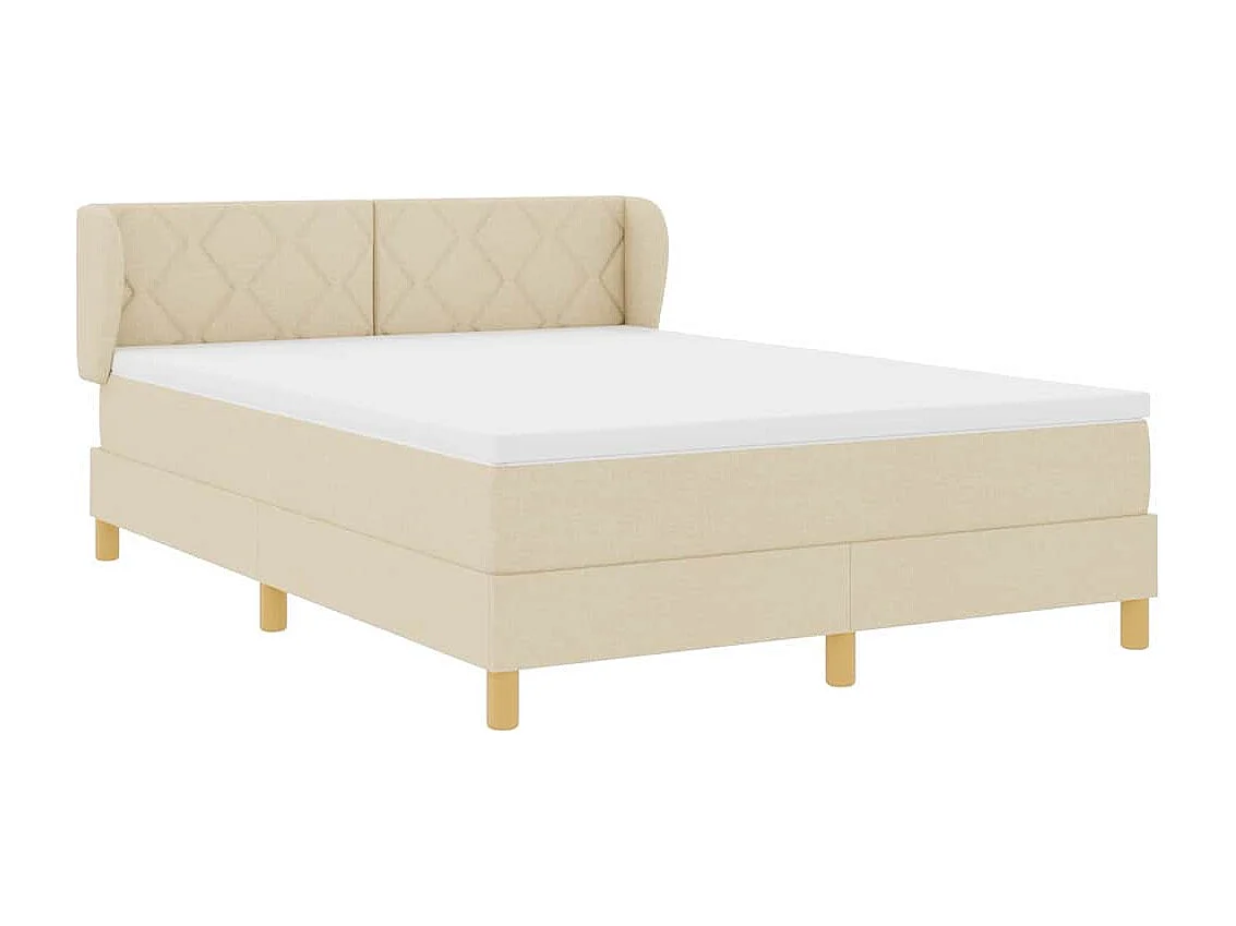 Cadre de lit avec Matelas Crème 90x200 cm Tissu Crème