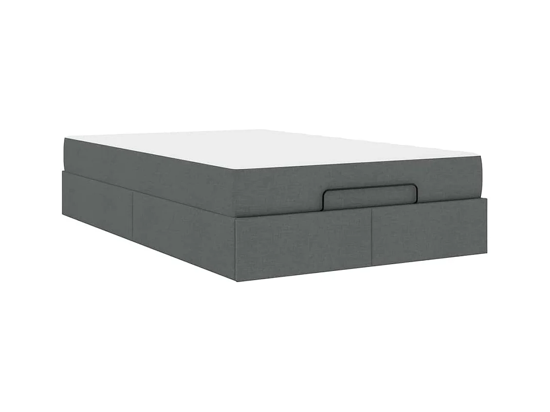 Cadre de lit avec matelas Gris foncé 120 x 200 cm tissu