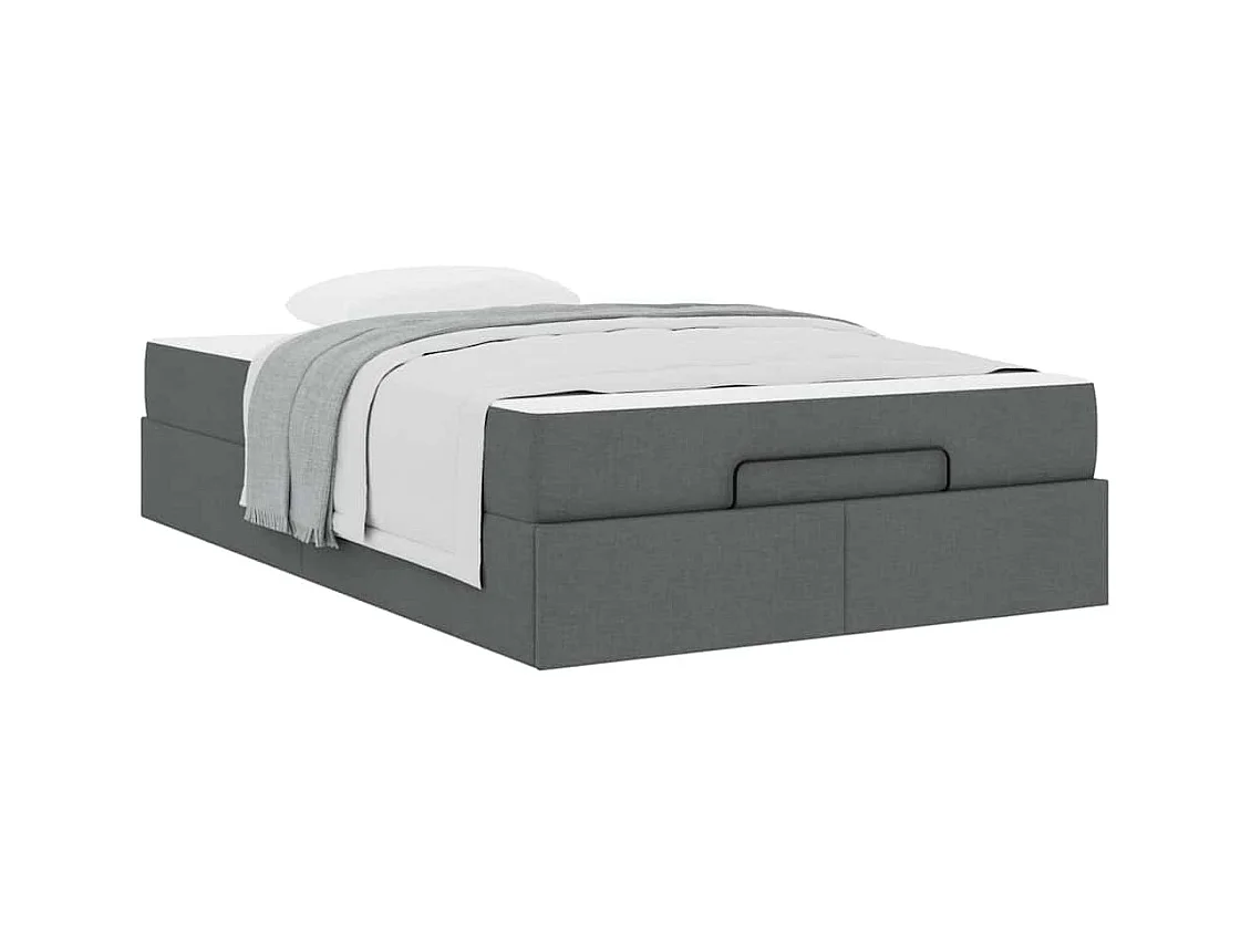 Cadre de lit avec matelas Gris foncé 120 x 200 cm tissu