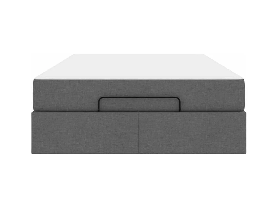 Cadre de lit avec matelas Gris foncé 120 x 200 cm tissu