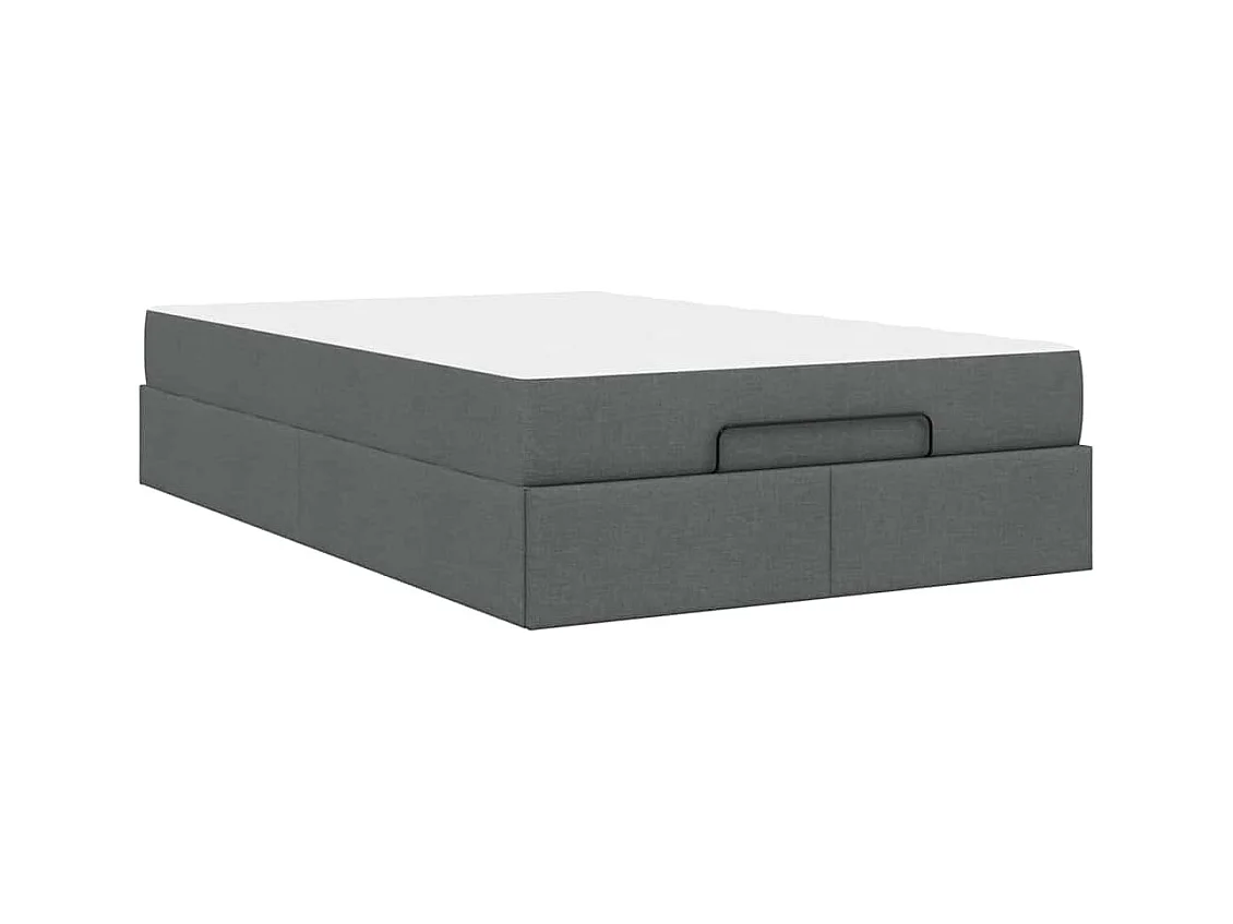 Cadre de lit avec matelas Gris foncé 120 x 200 cm tissu