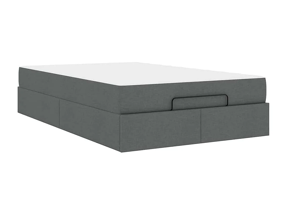 Cadre de lit avec matelas Gris foncé 120 x 200 cm tissu
