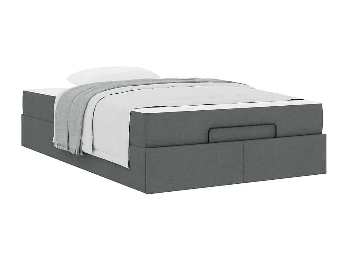 Cadre de lit avec matelas Gris foncé 120 x 200 cm tissu
