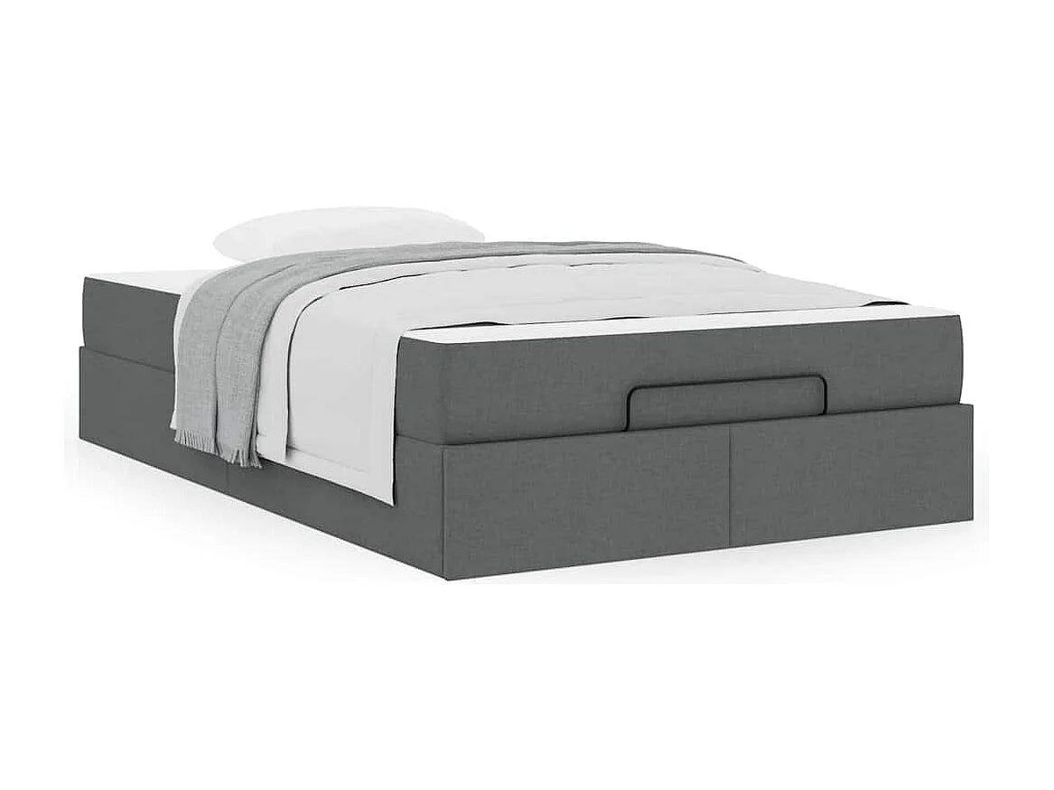 Cadre de lit avec matelas Gris foncé 120 x 200 cm tissu