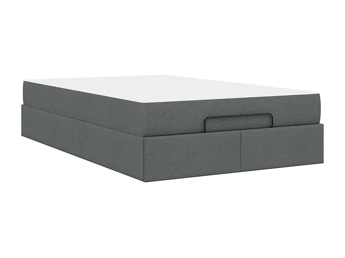 Cadre de lit avec matelas Gris foncé 120 x 200 cm tissu
