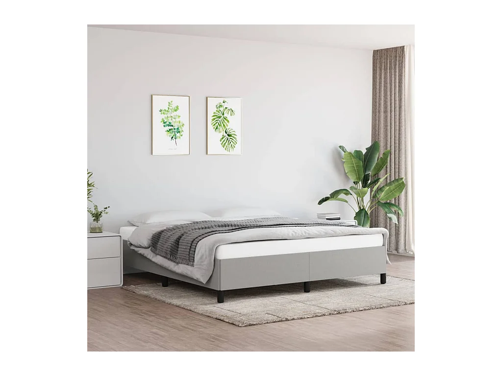Estructura de cama sin colchón gris claro super king tela