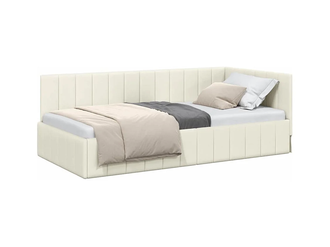 Cadre de lit d'angle Crème 100 x 200 cm Velours