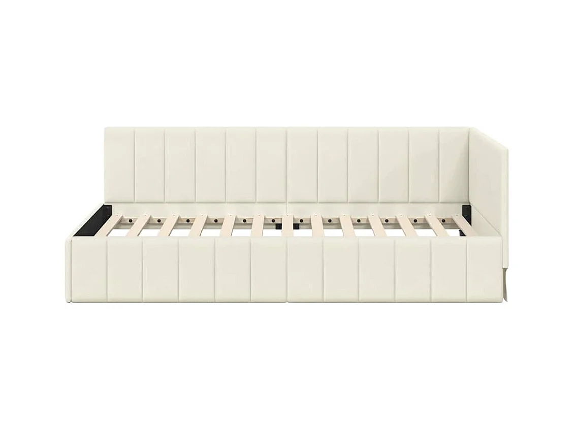 Cadre de lit d'angle Crème 100 x 200 cm Velours