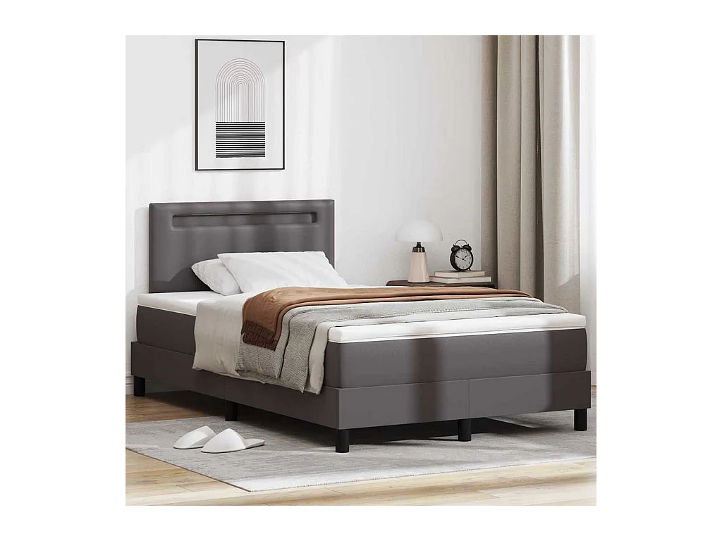 Cadre de lit avec matelas Gris 120 x 200 cm Faux cuir