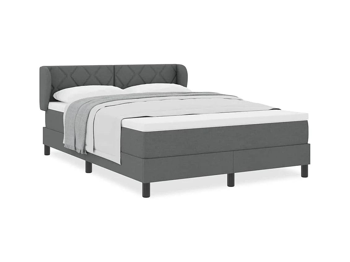Cadre de lit avec matelas Gris foncé 140 x 200 cm tissu