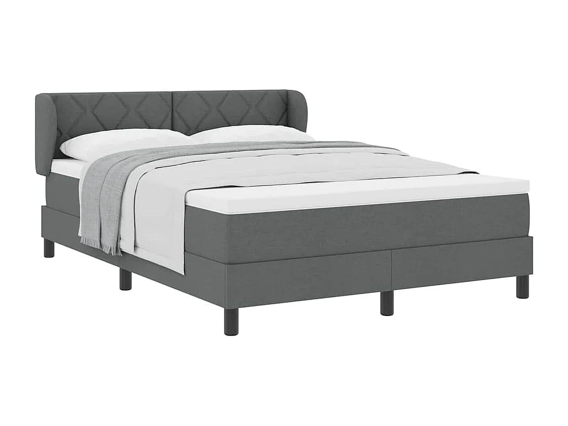 Cadre de lit avec matelas Gris foncé 140 x 200 cm tissu