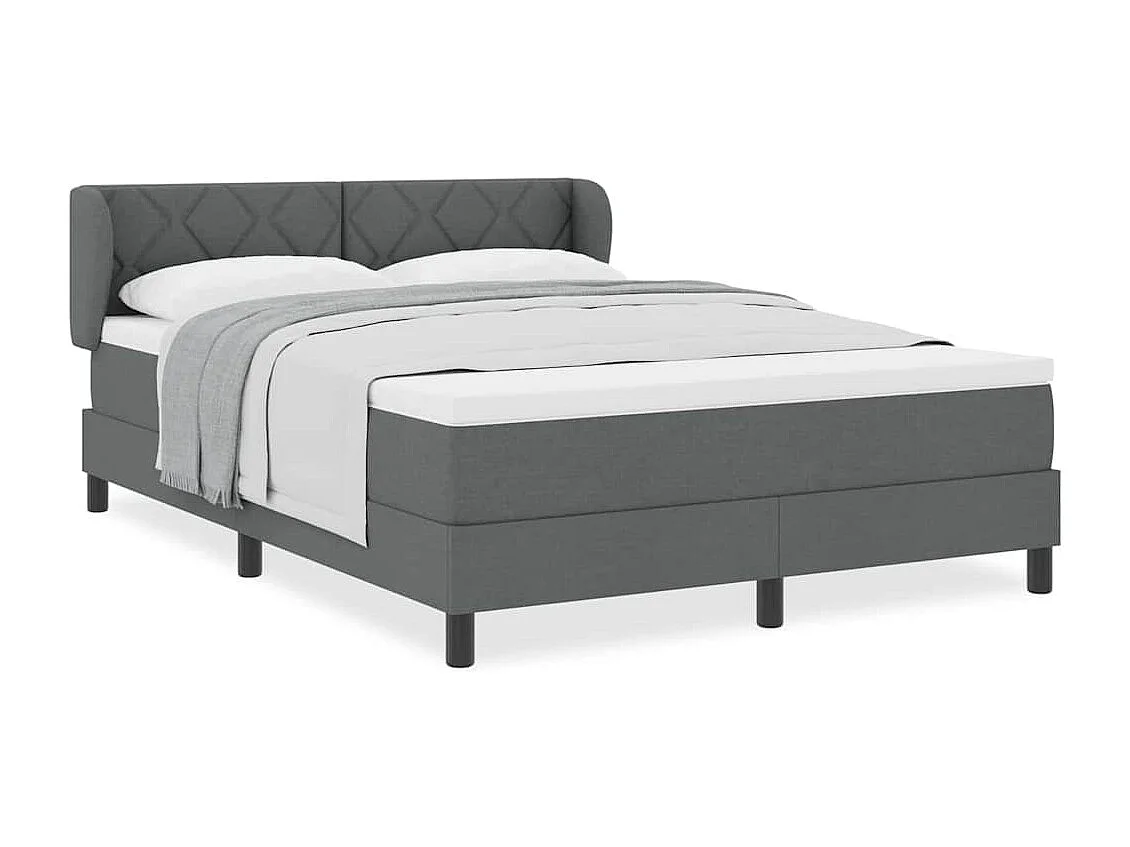 Cadre de lit avec matelas Gris foncé 140 x 200 cm tissu