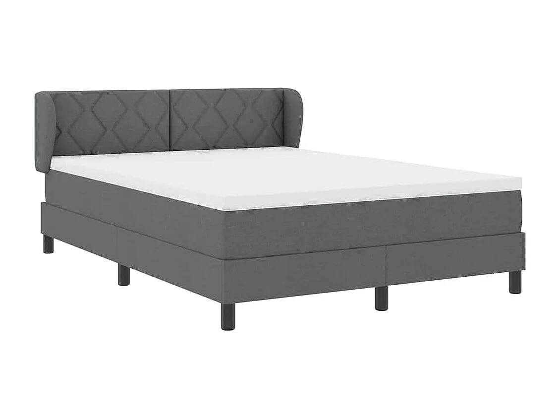 Cadre de lit avec matelas Gris foncé 140 x 200 cm tissu