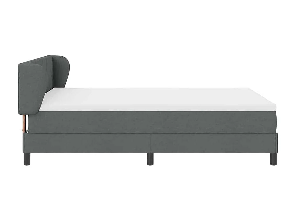 Cadre de lit avec matelas Gris foncé 140 x 200 cm tissu