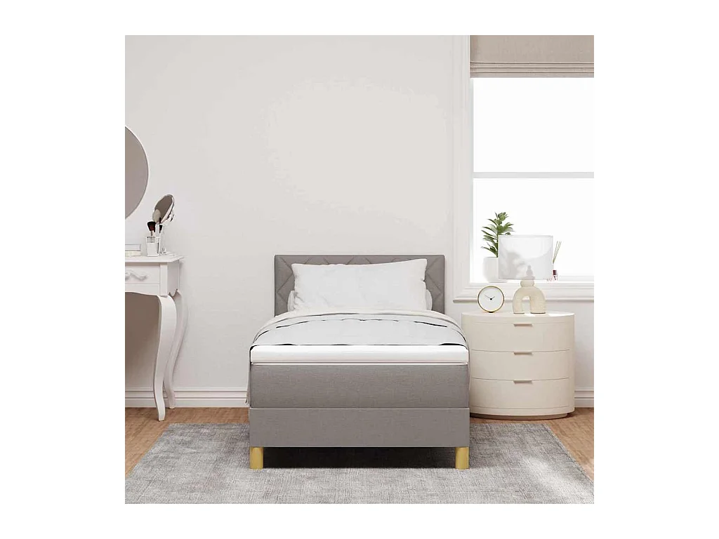 Cadre de lit avec matelas Taupe 100 x 200 cm tissu