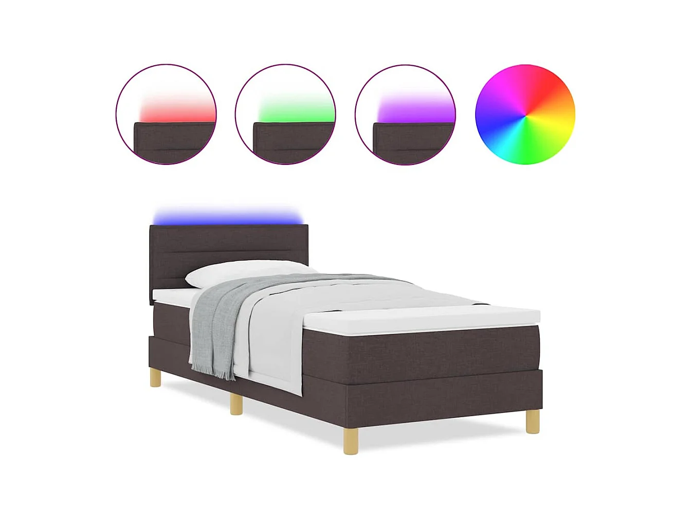 Cama tipo Box Spring Marrón oscuro 100 x 200 cm tela