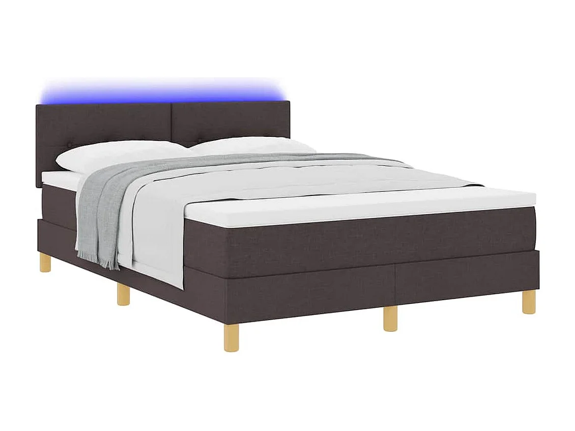 Cadre de lit avec matelas Marron foncé 140 x 190 cm tissu