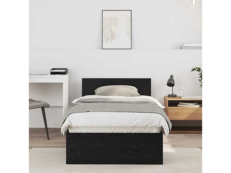 Estructura de cama Roble negro 90 x 190 cm Madera contrachapada