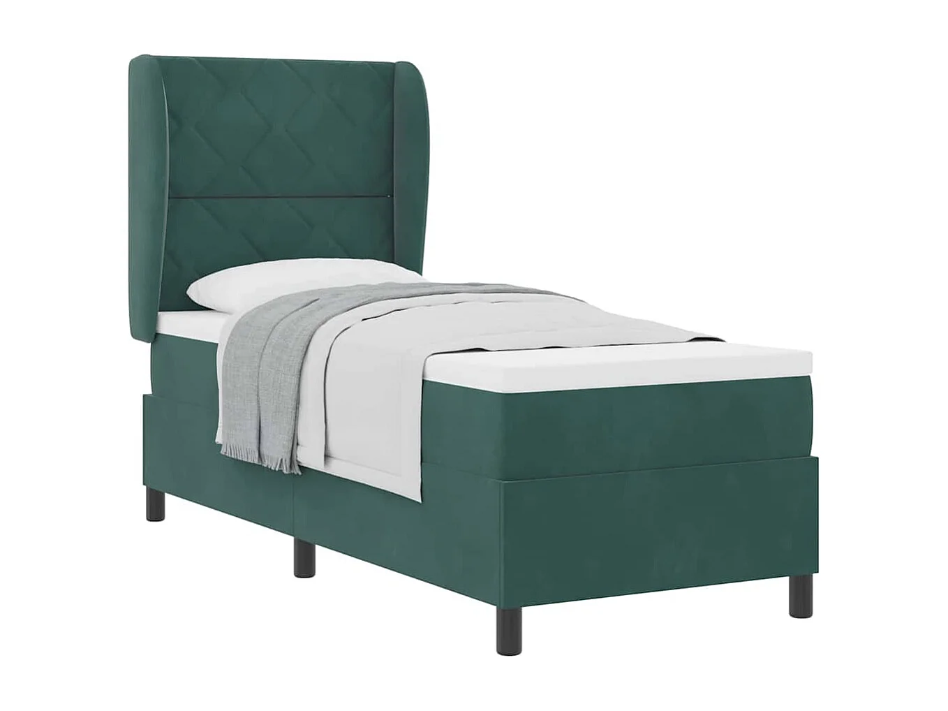 Cama tipo Box Spring Verde oscuro 80 x 200 cm Terciopelo