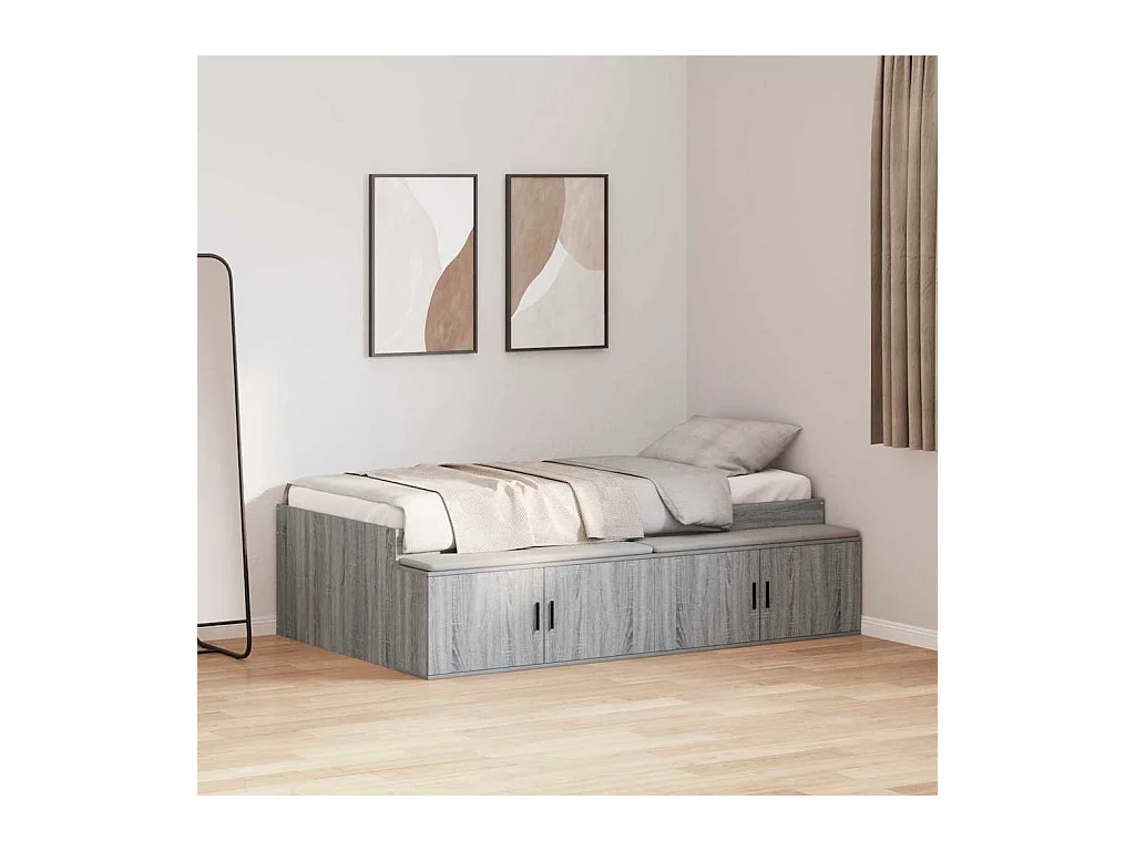 Cadre de lit avec rangement Sonoma gris 75 x 190 cm
