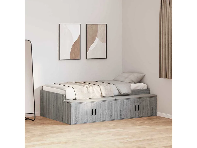Cama con almacenamiento Gris sonoma 75 x 190 cm