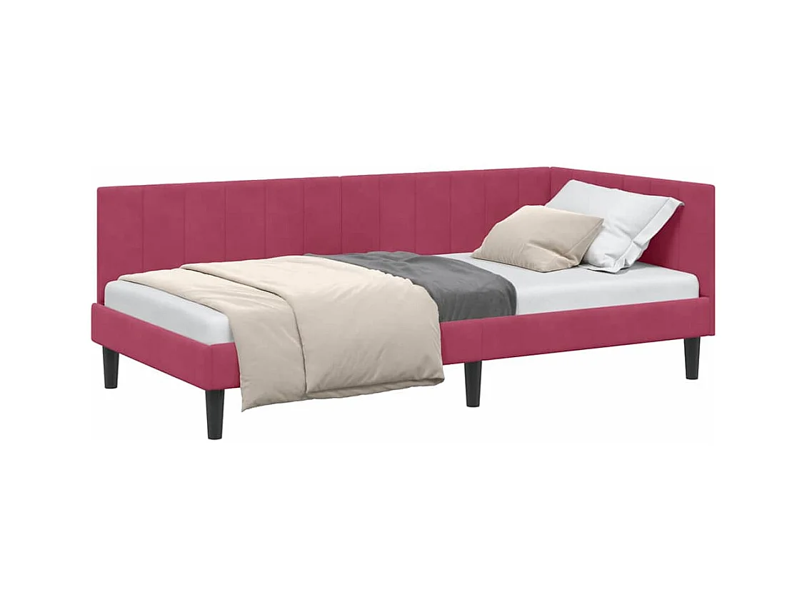 Cadre de lit d'angle Rouge bordeaux 90 x 200 cm Velours