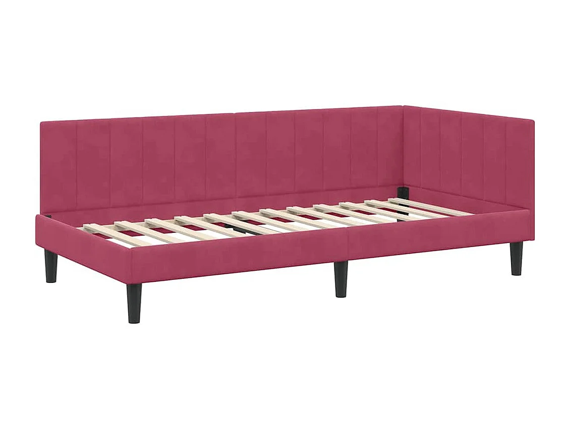 Cadre de lit d'angle Rouge bordeaux 90 x 200 cm Velours