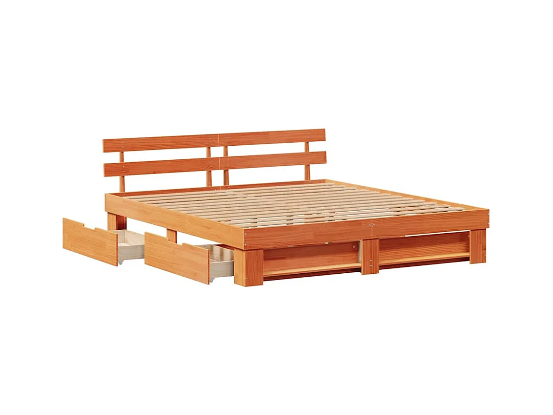 Cadre de lit Marron cire 180 x 200 cm Bois massif en pin