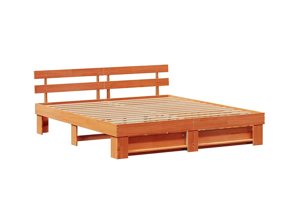 Cadre de lit Marron cire 180 x 200 cm Bois massif en pin