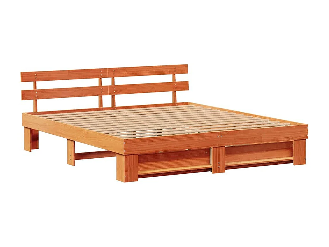 Estructura de cama con cabecera Marrón cera 180 x 200 cm