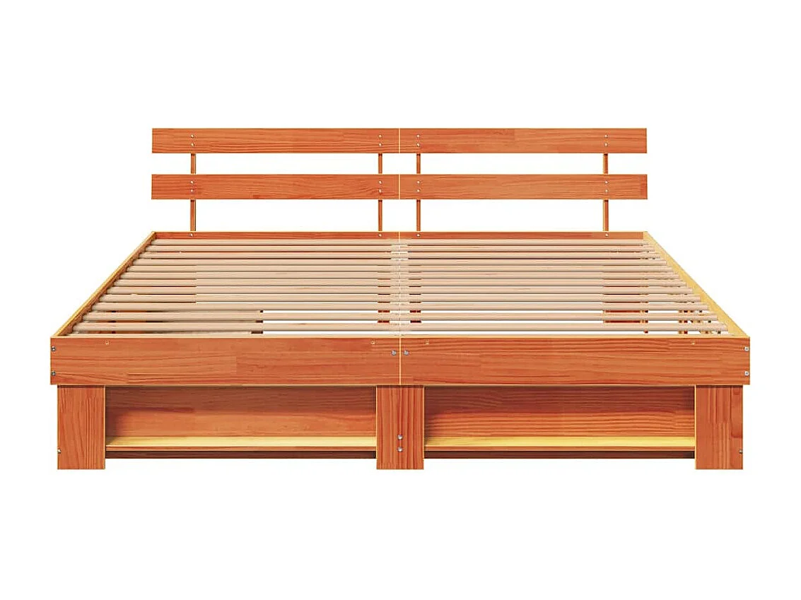 Estructura de cama con cabecera Marrón cera 180 x 200 cm