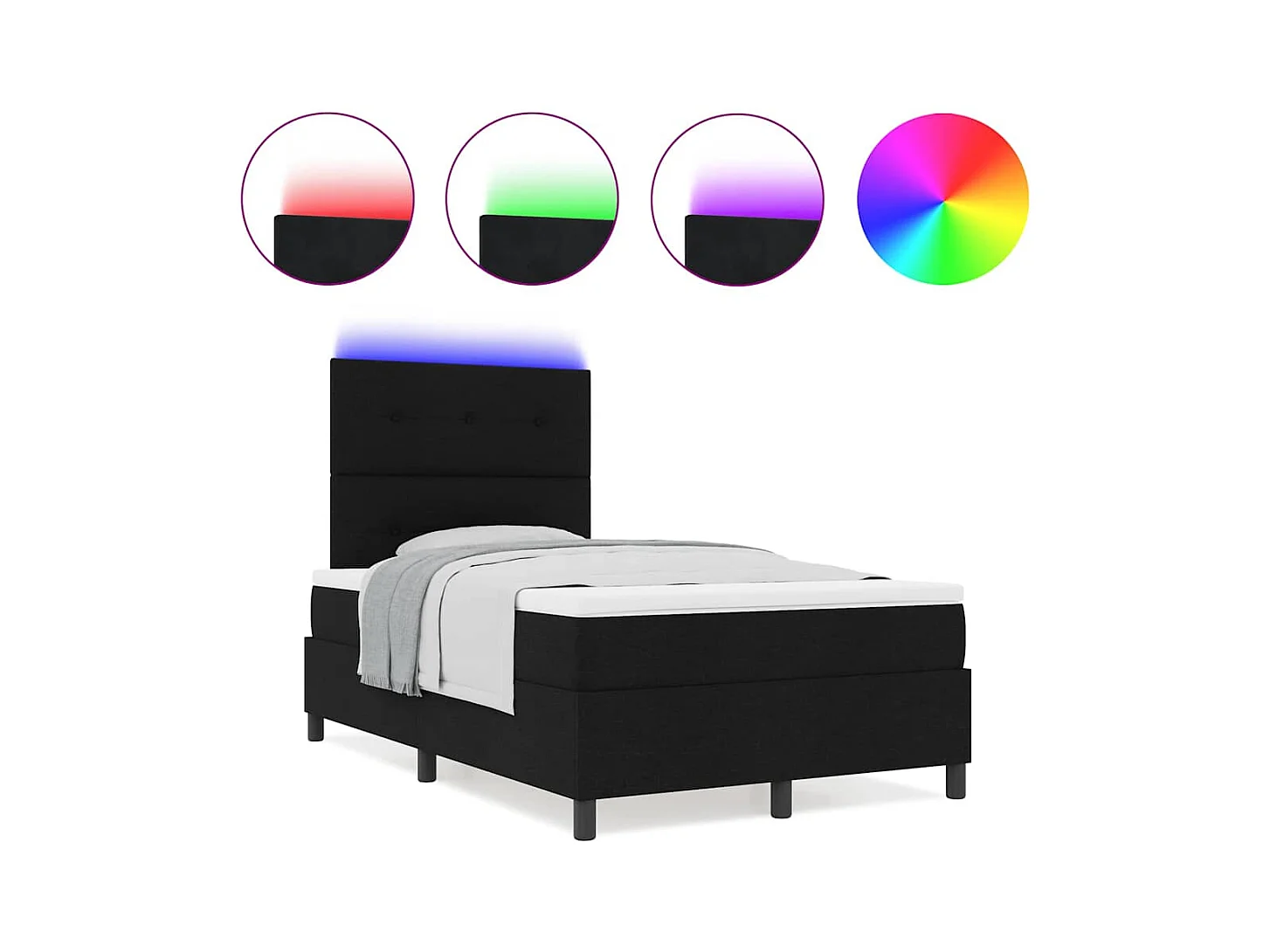 Cadre de lit avec matelas Noir 120 x 190 cm tissu