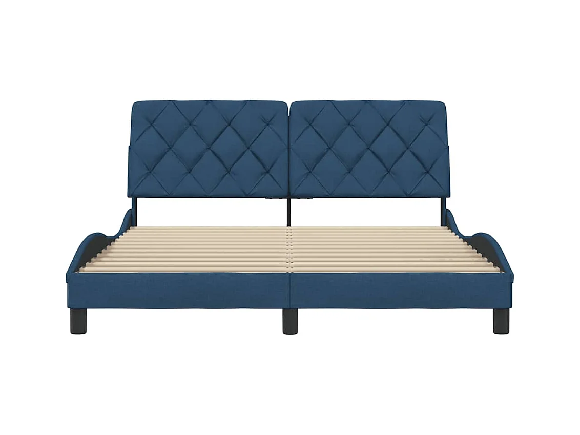 Cadre de lit sans matelas bleu 160x200 cm tissu