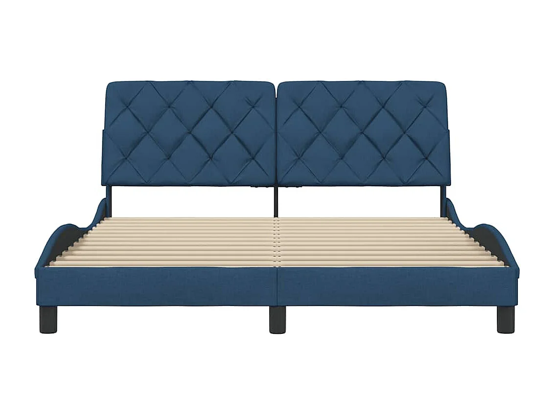 Cadre de lit sans matelas bleu 160x200 cm tissu