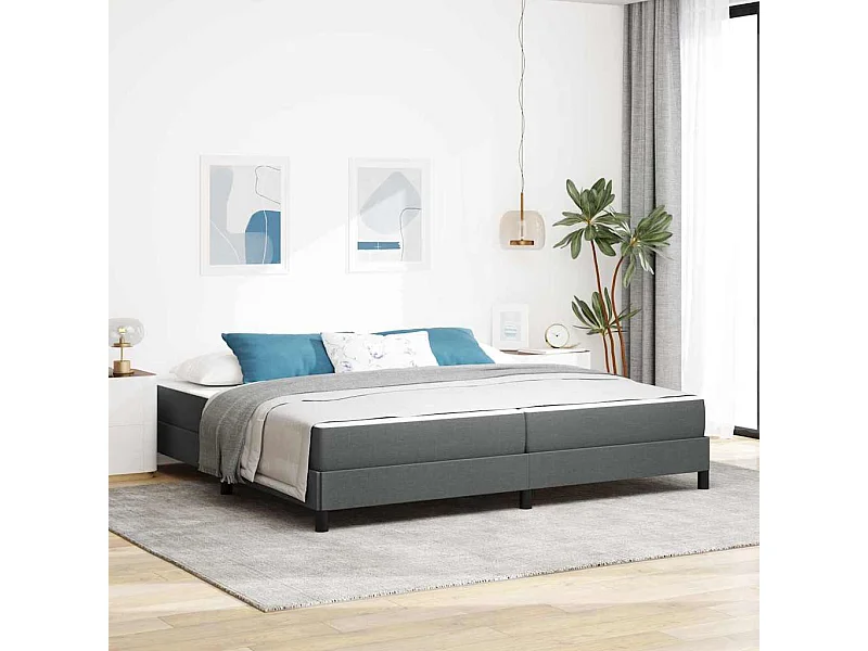 Cama tipo Box Spring con colchón Gris oscuro 200 x 200 cm tela