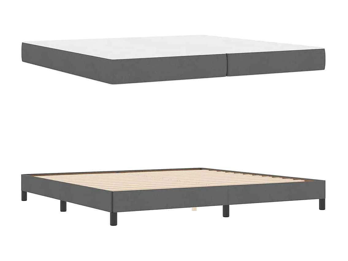 Cama tipo Box Spring con colchón Gris oscuro 200 x 200 cm tela