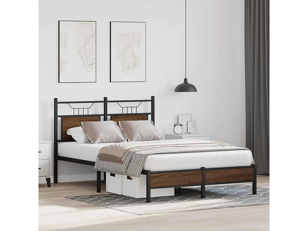 Bedframe zonder matras bewerkt hout bruin eikenkleur 120x190 cm