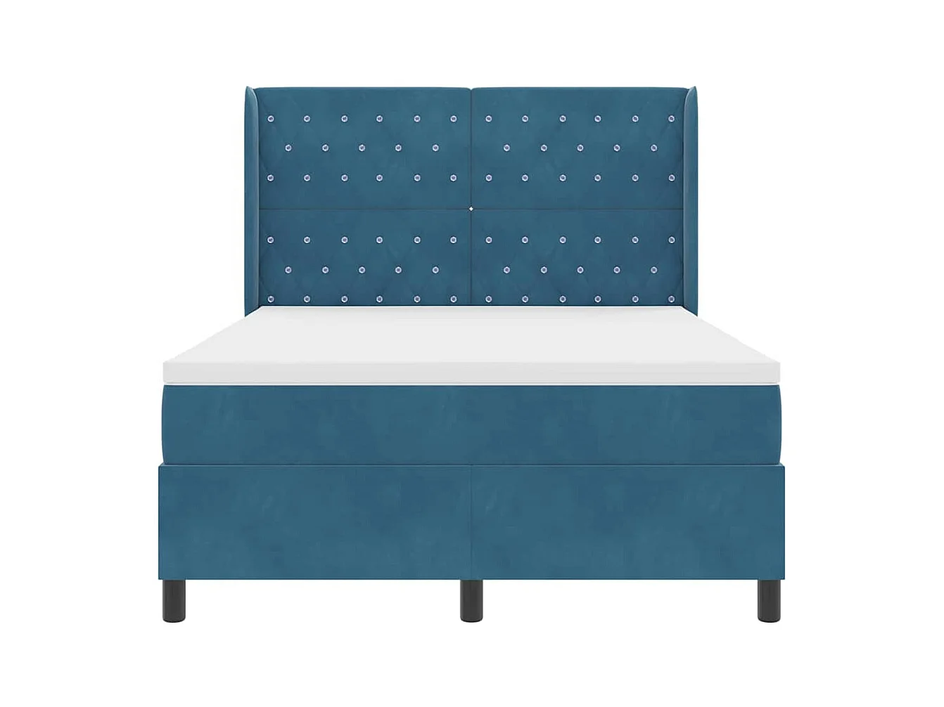 LED boxspring bed met matras Geruit Blauw 140 x 200 cm Fluweel