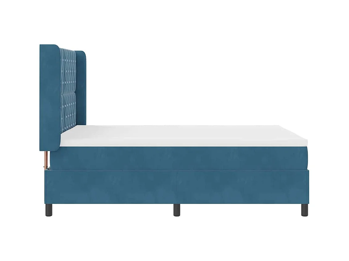 LED boxspring bed met matras Geruit Blauw 140 x 200 cm Fluweel